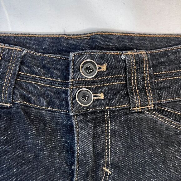 White House Black Market Blanc Denim Jean Shorts Dark Wash Tab Leg Size 00* LG - Picture 4 of 12